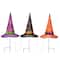 23" Multicolor LED Witch Hat Halloween Garden Stakes
